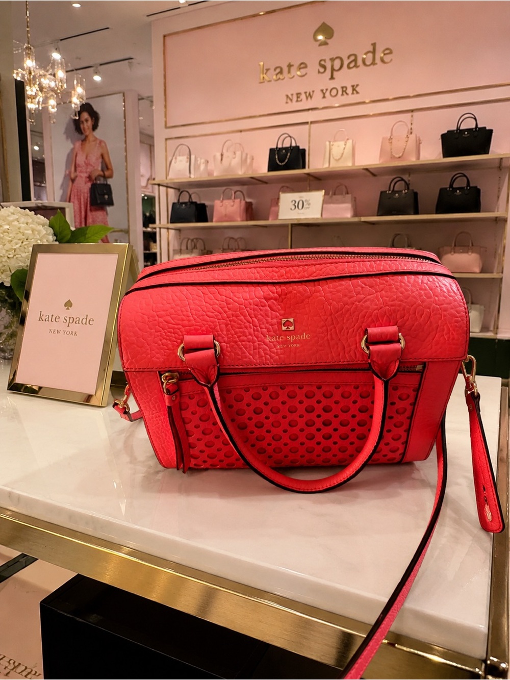 Kate Spade Perri Lane "Delaney" Bubbles Leather Satchel Crossbody